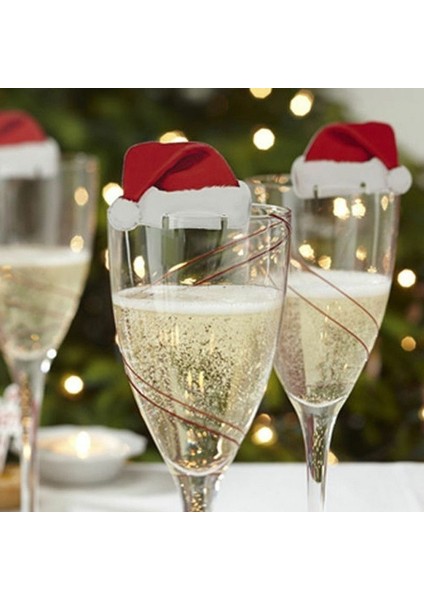 Noel Ağacı 10 Adet Noel Fincan Kartı Noel Baba Şapkası Şarap Bardağı Dekor Süsler Navidad Noel Yeni Yıl Hediye Noel Süslemeleri (Yurt Dışından)