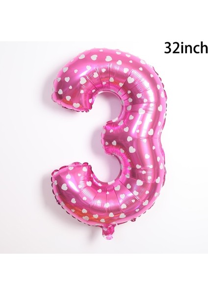 Noktalı Pembe 3 Yay Bebek Kız Pembe Balon Seti 32 Inç Pembe Nokta Numaralandırma Balon Arabası Helyum Topu 1. Doğum Günü Partisi Süslemeleri Bebek Duş (Yurt Dışından)