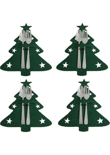 6-4 Adet 4/8 Adet Noel Ağacı Çatal Bıçak Çatal Kapak Masa Dekorasyon Bıçak Dekoratif Sofra Noel Yılbaşı Dekoru Ambalaj Çantası (Yurt Dışından)