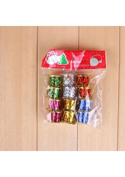A--12PIECE 12 Adet/torba Lazer Küçük Davul Noel Süs Renkli Mini Hediye Kutusu Yılbaşı Ağacı Kolye Yeni Yıl Süsleri DECORS2022 (Yurt Dışından)