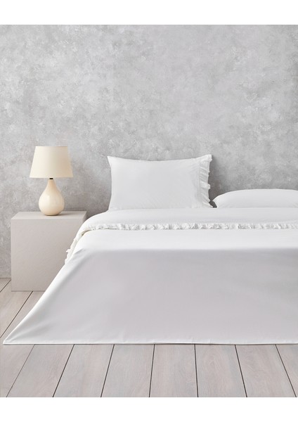 Elegance Chic Fırfırlı Kopanakili King Size Nevresim Takımı 240 x 220 cm Beyaz