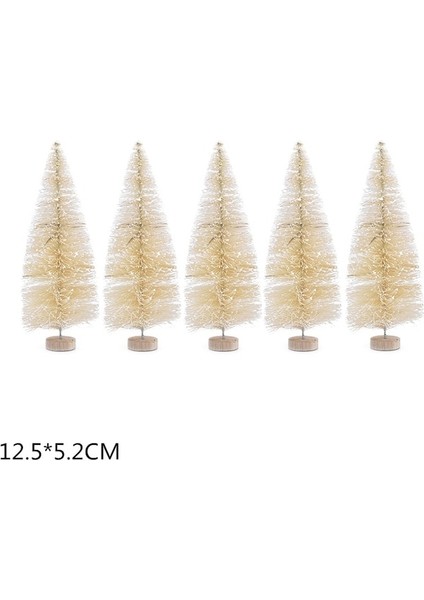 12.5 cm -Bej 5 Adet 5-16 cm Sisal Fiber Mini Noel Ağacı Kar Don Çam Ağacı Dıy Zanaat Noel Partisi Masa Dekorasyon Noel Süsleri (Yurt Dışından)