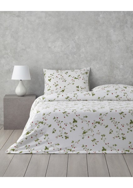 Strawberry Pamuk Tek Kişilik Nevresim Takımı 160 x 220 cm Yeşil – Kırmızı