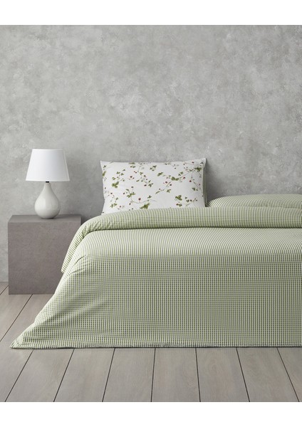 Strawberry Pamuk Tek Kişilik Nevresim Takımı 160 x 220 cm Yeşil – Kırmızı