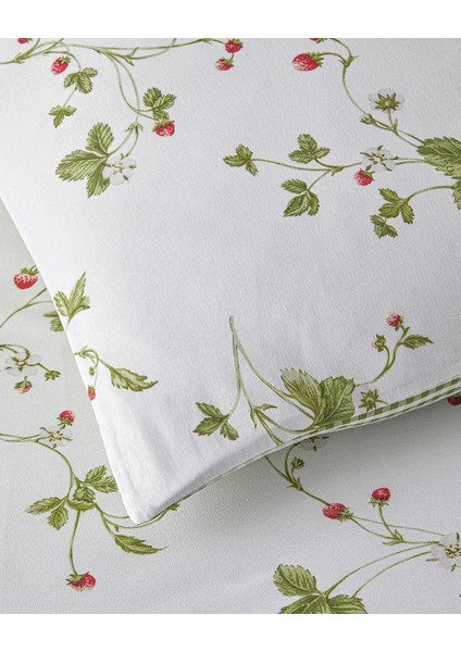 Strawberry Pamuk Tek Kişilik Nevresim Takımı 160 x 220 cm Yeşil – Kırmızı