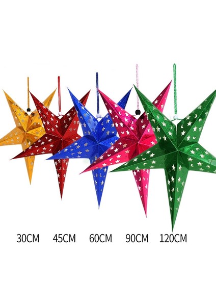 Mavi 30 cm Noel Dekoratif Ürünler Lazer Yıldız Kağıt Katı Pentagram Kolye Ev Partisi Odası Festivali Dekoratif Tavan Asılı Dekorlar (Yurt Dışından)