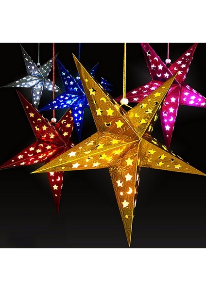 Mavi 30 cm Noel Dekoratif Ürünler Lazer Yıldız Kağıt Katı Pentagram Kolye Ev Partisi Odası Festivali Dekoratif Tavan Asılı Dekorlar (Yurt Dışından)