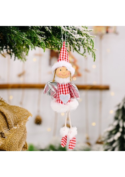 03-Gümüş 2023 Noel Peluş Melek Bebekler Sevimli Şapkalı Noel Ağacı Süs Noel Ev Dekorasyonu Bebek Kolye 2022 Çocuk Yeni Yıl Hediyesi (Yurt Dışından)