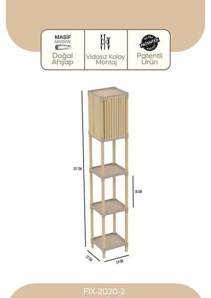 Fıxwood FI x -2020-2 3 Katlı Işıklı Raf - Lambader