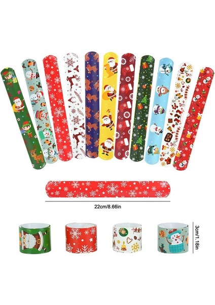 10 Adet Paketi 10 Adet Noel Tokat Bilezikler Noel Baba Kardan Adam Elk Ağacı Baskılı Renkli Pvc Bileklik Çocuk Çocuklar Hediyeler Noel Partisi Malzemeleri (Yurt Dışından)