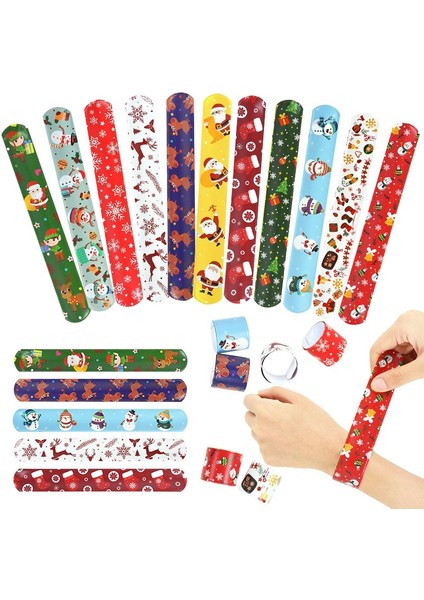10 Adet Paketi 10 Adet Noel Tokat Bilezikler Noel Baba Kardan Adam Elk Ağacı Baskılı Renkli Pvc Bileklik Çocuk Çocuklar Hediyeler Noel Partisi Malzemeleri (Yurt Dışından)