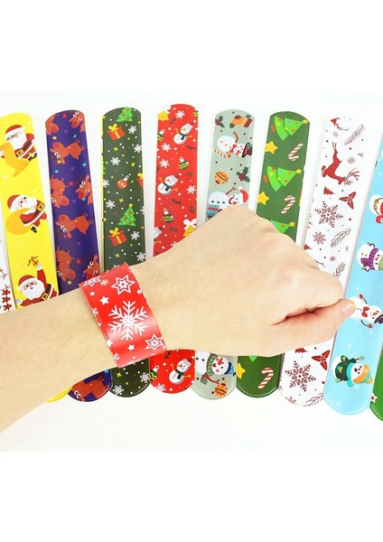 10 Adet Paketi 10 Adet Noel Tokat Bilezikler Noel Baba Kardan Adam Elk Ağacı Baskılı Renkli Pvc Bileklik Çocuk Çocuklar Hediyeler Noel Partisi Malzemeleri (Yurt Dışından)