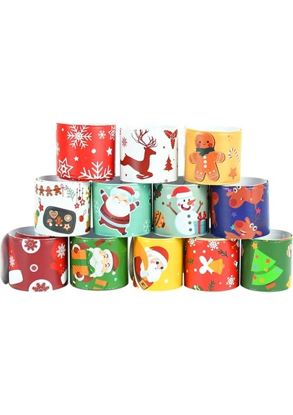 10 Adet Paketi 10 Adet Noel Tokat Bilezikler Noel Baba Kardan Adam Elk Ağacı Baskılı Renkli Pvc Bileklik Çocuk Çocuklar Hediyeler Noel Partisi Malzemeleri (Yurt Dışından)