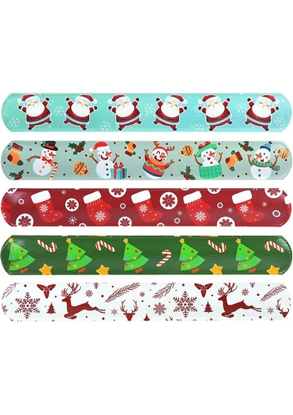 10 Adet Paketi 10 Adet Noel Tokat Bilezikler Noel Baba Kardan Adam Elk Ağacı Baskılı Renkli Pvc Bileklik Çocuk Çocuklar Hediyeler Noel Partisi Malzemeleri (Yurt Dışından)