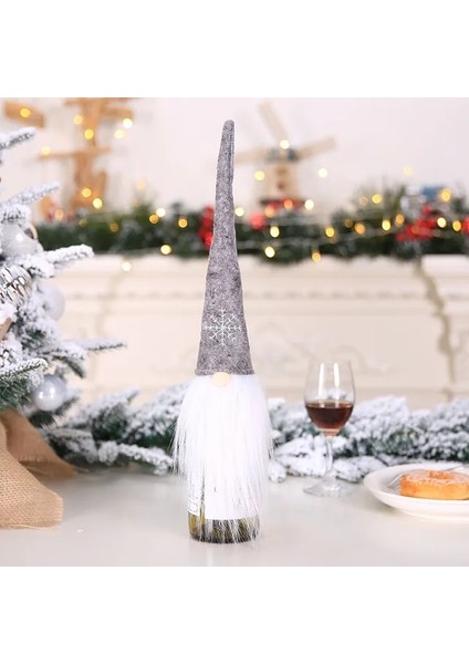B2-Gri Yeni Yıl 2023 Hediye Noel Baba Şarap Şişesi Toz Kapağı Noel Noel Ev Navidad Için Noel Süslemeleri 2022 Yemeği Masa Dekor (Yurt Dışından)