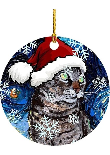 Stil 4 1 Adet Noel Sevimli Köpek Kedi Şapka Kolye Noel Dekorasyon Kolye Karikatür Noel Ağacı Kolye Ev Araba Sırt Çantası Süsleme (Yurt Dışından)