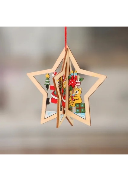 Stil 4 Merry Christmas Ahşap Kolye Kar Tanesi Noel Ağacı Askı Süsleri Yeni Yıl Süslemeleri Ev Çocuklar Için Oyuncak 2022 Navidad (Yurt Dışından)