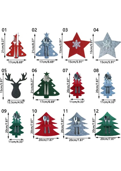 B-13 4 Adet Noel Bıçak Çatal Tutucu Noel Baba Kar Tanesi Elk Noel Ağacı Çatal Cep Çantası Nonwoven Sofra Organizatör Masa Süsü (Yurt Dışından)