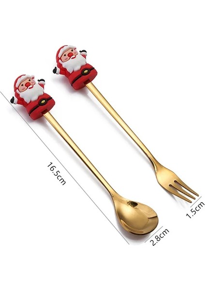 Bebek-Altın Santa S F Yeni Santa Noel Kaşık Çatal Seti 2 Adet 2024 Yeni Yıl Noel Dekorasyonu Ev Için Noel Hediyesi Natal Noel 2023 Merry Christmas (Yurt Dışından)