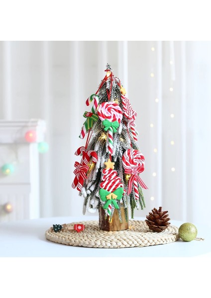 Stil 6 1 Adet Noel Ağacı Süsleme Yumuşak Kil Kırmızı Beyaz Şeker Kamışı Noel Baba Elk Lolipop Kolye Aile Yeni Yıl Hediyesi Noel 2023 (Yurt Dışından)