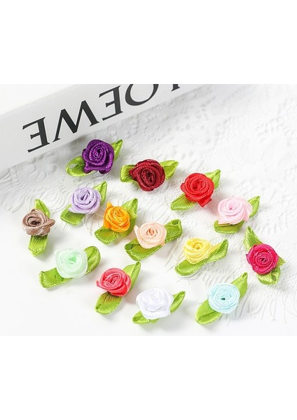 Çok Renkli 50 Adet 50/100 Adet 2 cm Mini Şerit Güller Yaprak Saten Gül Tomurcukları Kumaş Çiçekler Dıy Düğün Zanaat Malzemeleri Şerit Yay-Düğüm Süslemeleri (Yurt Dışından)