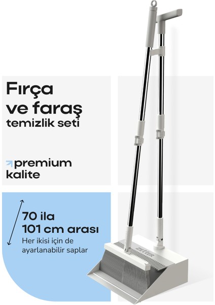 Katlanabilir Tüy Toplayıcı Taraklı Süpürge Faraş Temizlik Seti