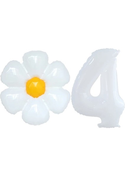 Sayı 4 Papatya Temalı Doğum Günü Partisi Dekor Pembe Tek Kullanımlık Sofra Papatya Kağıt Tabak Peçete Banner Papatya Doğum Günü Şapkası 1 Yıl Bebek Duş (Yurt Dışından)