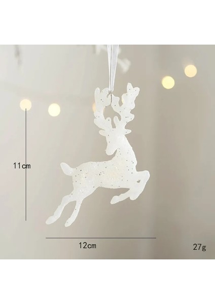 STYLE15 Noel Ağacı Asılı Kolye Glitter Küçük Noel Geyik Oranments Noel Elk Mutlu Noel Dekor Mutlu Yeni Yıl 2023 Beyaz Geyik (Yurt Dışından)