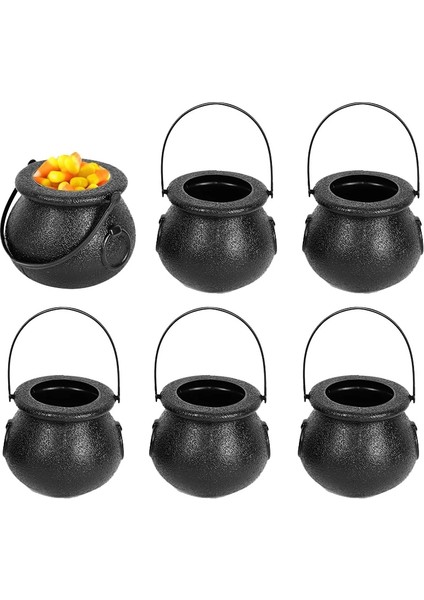 Siyah 6 Adet Mini Cadılar Bayramı Şeker Kova Pot Cadı Iskelet Kazan Tutucu Kavanoz Trick Or Treat Cadılar Bayramı Partisi Dekorasyon Sahne Çocuk Oyuncak (Yurt Dışından)