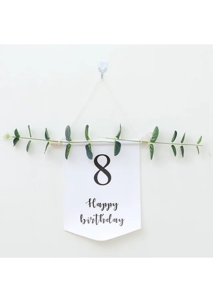 8th 1 Takım 1-9th Doğum Günü Partisi Süslemeleri Kraft Doğum Günü Bunting Garlands Mutlu Doğum Günü Dekorasyon Ilk Doğum Günü Kız Erkek Partisi (Yurt Dışından)