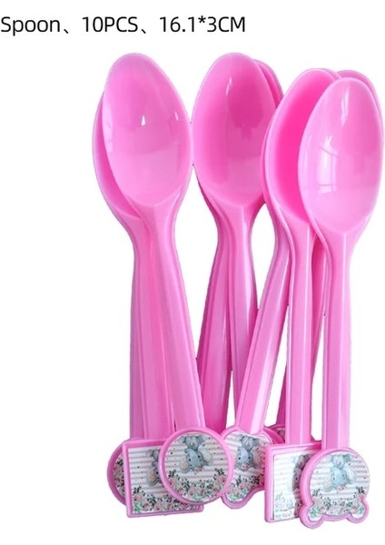 10 Adet Kaşık 1 Adet Masa Örtüsü Fil Doğum Günü Partisi Süslemeleri Kızın Bebek Duş Tek Kullanımlık Sofra Malzemeleri Çiçek Tabakları Peçeteler (Yurt Dışından)