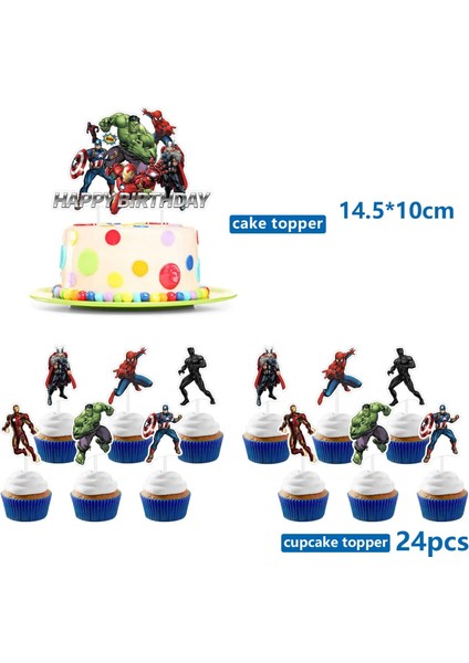 12 Adet Balon Süper Kahraman Parti Dekorasyon Avengers Tema Karikatür Sofra Kağıt Bardak Tabak Peçeteler Çocuklar Parti Doğum Günü Dekor Malzemeleri Şekeri (Yurt Dışından)