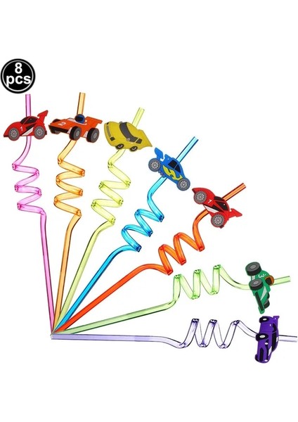 Stil 6 8 Adet 25 cm Yeniden Kullanılabilir Yarış Arabası Pipet Araba Yeniden Kullanılabilir Plastik Pipet Çocuk Yarış Arabası Doğum Günü Partisi Süslemeleri (Yurt Dışından)