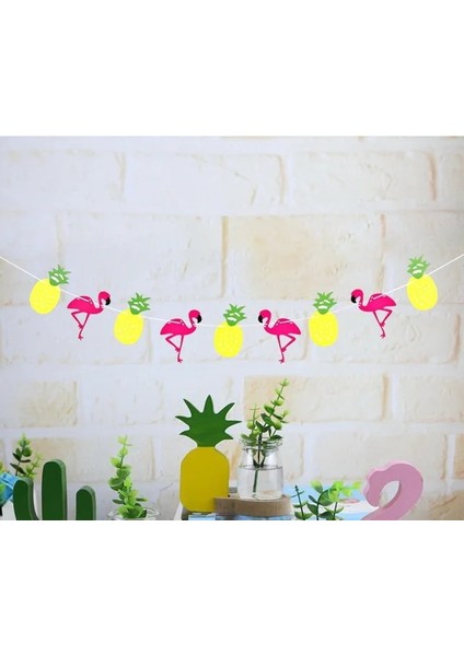 Banner 9 Adet Hawaii Flamingo Centerpieces Flamingo Düğün Doğum Günü Partisi Tropikal Aloha Luau Yaz Orman Flamingo Parti Malzemeleri (Yurt Dışından)