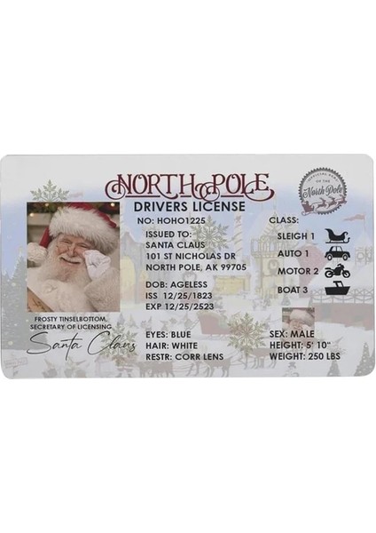 02 Pvc Yaratıcı Noel Baba Uçuş Lisans Kartı Noel Arifesi Ehliyet Noel Hediyesi Çocuklar Için Mutlu Noeller Süslemeleri (Yurt Dışından)