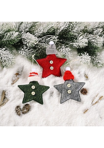 21-15 Gri Noel Süsler Kırmızı Yıldız Noel Ağacı Kolye Noel Dıy Yeni Yıl 2023 Parti Hediyeleri Noel Tedarik Navidad 2022 Ev Dekor (Yurt Dışından)