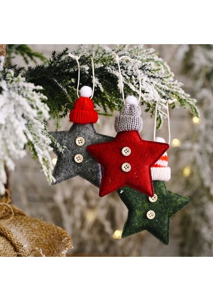 22-21-D Noel Süsleri Kırmızı Yıldız Noel Ağacı Kolye Noel Dıy Yeni Yıl 2023 Parti Hediyeleri Noel Tedarik Navidad 2022 Ev Dekor (Yurt Dışından)