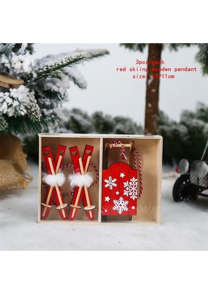 WOOD-464-RED 3 Adet/takım Noel Cüceleri Melek Bebek Ev Için Noel Süslemeleri Navidad 2023 Noel Ağacı Ahşap Kolye Yeni Yıl 2024 Hediyeleri (Yurt Dışından)
