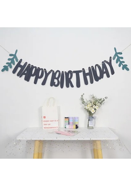 Yaprak Siyah 1 Takım 1-9th Doğum Günü Partisi Süslemeleri Kraft Doğum Günü Bunting Garlands Mutlu Doğum Günü Dekorasyon Ilk Doğum Günü Kız Erkek Partisi (Yurt Dışından)