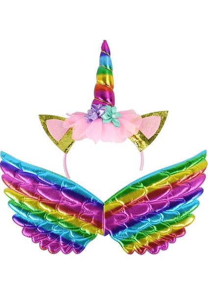 Unicorn Cosplay Kanatları Hairband Kızlar Için Doğum Günü Küçük Kızlar Gökkuşağı Ünikorn Tema Parti Süslemeleri Çocuklar Karikatür Kafa Bandı (Yurt Dışından) fiyatları
