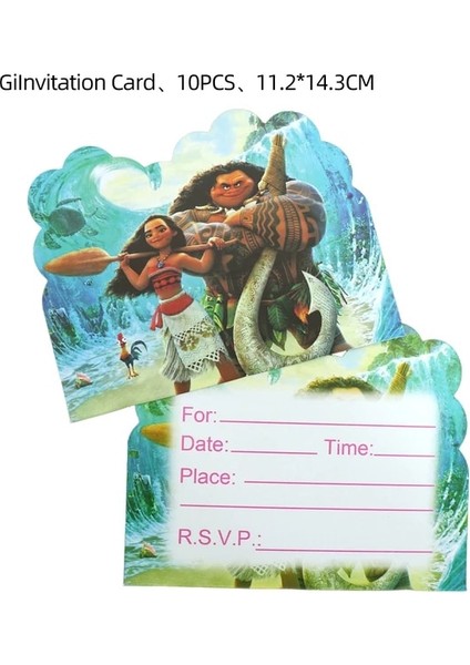 Cards-10 Adet Disney Moana Doğum Günü Partisi Dekorasyon Malzemeleri Çocuklar Bebek Duş Sofra Bardak Tabaklar Afiş Balonlar Olay Dekor Hediye Şekeri (Yurt Dışından)