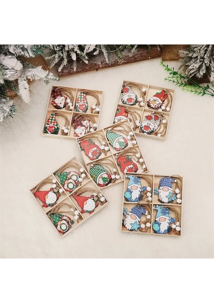 G116-12PC Elk Kar Navidad 2023 Noel 4-12 Adet Gnome Ahşap Ağaç Kolye Süsler Yeni Yıl 2024 Hediye Ev Için Noel Süslemeleri Doğum Noel Deco (Yurt Dışından) modelleri