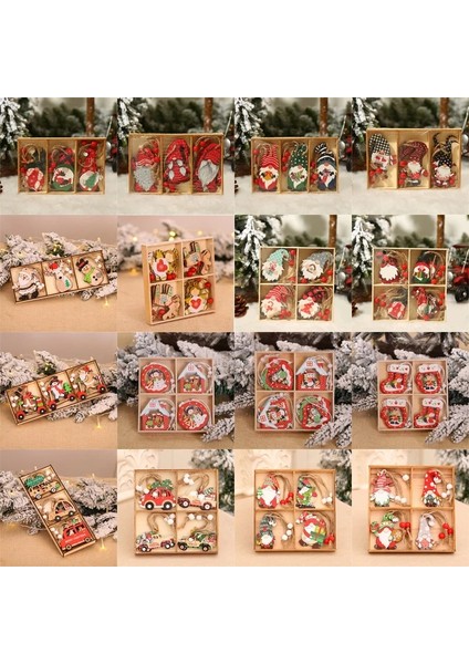 G116-12PC Elk Kar Navidad 2023 Noel 4-12 Adet Gnome Ahşap Ağaç Kolye Süsler Yeni Yıl 2024 Hediye Ev Için Noel Süslemeleri Doğum Noel Deco (Yurt Dışından) indirimleri