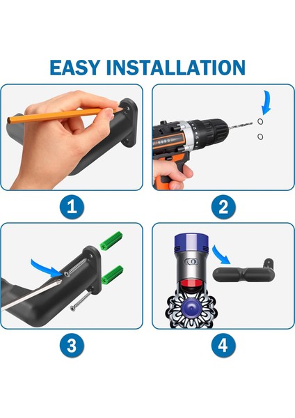 2 Adet Elektrikli Süpürge Duvar Montaj Tutucu Standı Dyson V8 V7 V6 V10 V11 V15 Shark IZ562H IZ682H IZ361H Kablosuz Elektrikli Süpürge (Yurt Dışından)