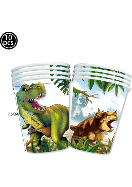10 Adet Bardak Jurassic Dünya Dinozor Temalı Sofra Orman Safari Dinozor Bardak Tabaklar Balon Vahşi Roar Boys Dinozor Doğum Günü Partisi Dekoru (Yurt Dışından)