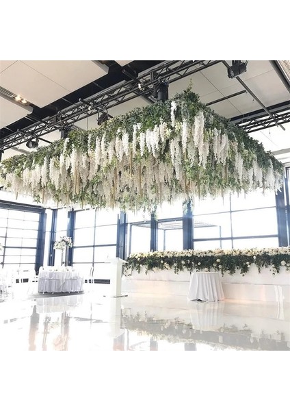 Kırmızı Wisteria Vine Yapay Çiçekler Asılı Çelenk Düğün Kemer Duvar Dekorasyonu Ev Bahçe Partisi Dekoru Için Dıy Sahte Çiçek Bitkiler (Yurt Dışından)