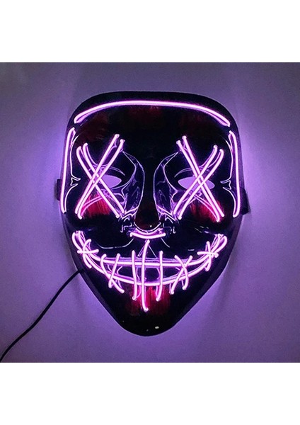 Mor Neon Işık Led Maske Led Cadılar Bayramı Korkunç Maske Cosplay Parti Maskesi Masquerade Maskeleri Cadılar Bayramı Kostüm Karnaval Glow Parti Sahne