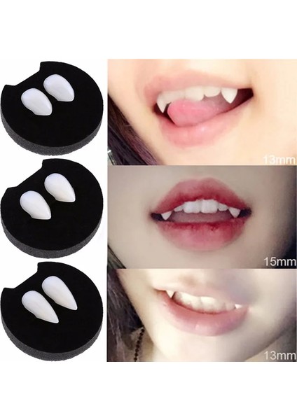 17MM 1 Çift Vampir Dişleri Dişleri Protez Sahne Cadılar Bayramı Kostüm Sahne Yanlış Diş Katı Tutkal Protez Yapıştırıcı Cadılar Bayramı Partisi Dekoru (Yurt Dışından)