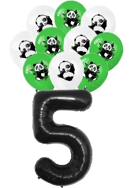 11 Adet Set 5 Panda Doğum Günü Balonları Banner Kek Topper Bebek Duş Parti Dekorasyon Çocuklar Çocuklar Için Bambu Hayvan Şişme Panda Tabaklar Bardaklar (Yurt Dışından)