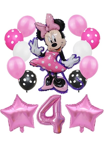 14 Adet Balon Disney Minnie Mouse Doğum Günü Partisi Malzemeleri Sofra Masa Örtüsü Bardak Plaka Hediye Keseleri Bebek Kızlar Için Mini Bebek Duş Dekorasyonu (Yurt Dışından)